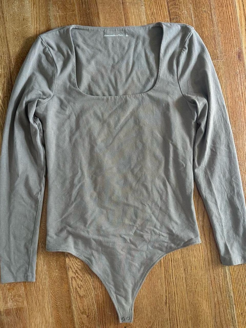 Abercrombie and Fitch taupe square neck long sleeve bodysuit